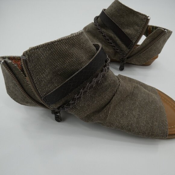 Blowfish Malibu Bombastic Brown Denim Canvas Gladiator Sandals for Women Size 8 - Picture 6 of 7